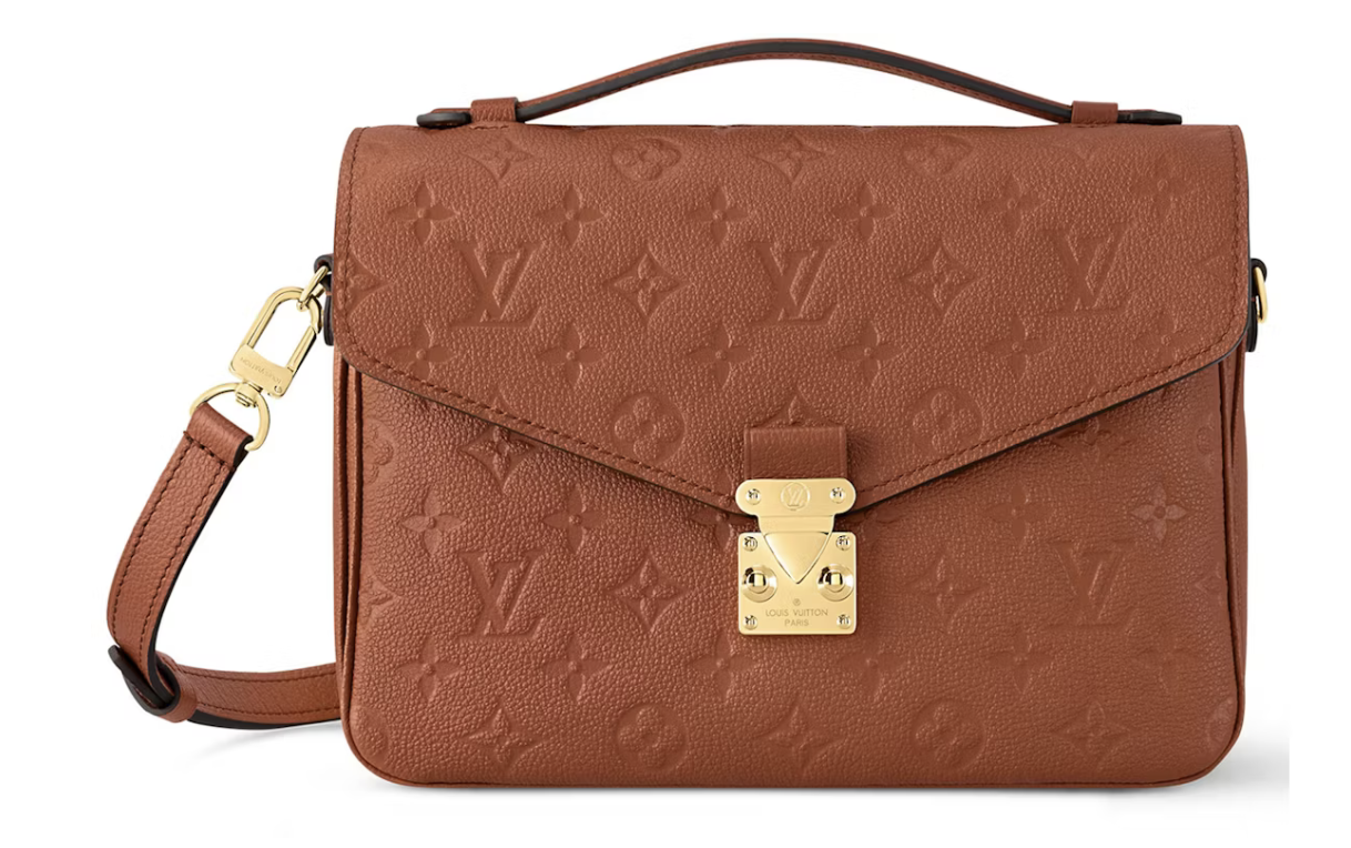 Louis Vuitton Pochette Metis Cognac logo icône cuir or sac à main