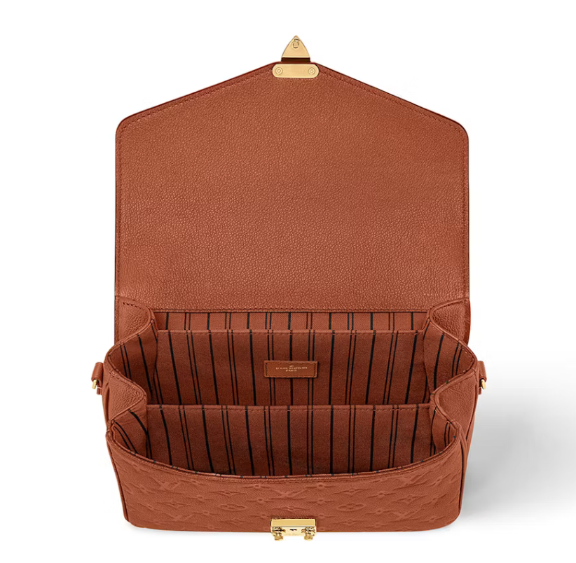Louis Vuitton Pochette Metis Cognac intérieur cuir or logo icône