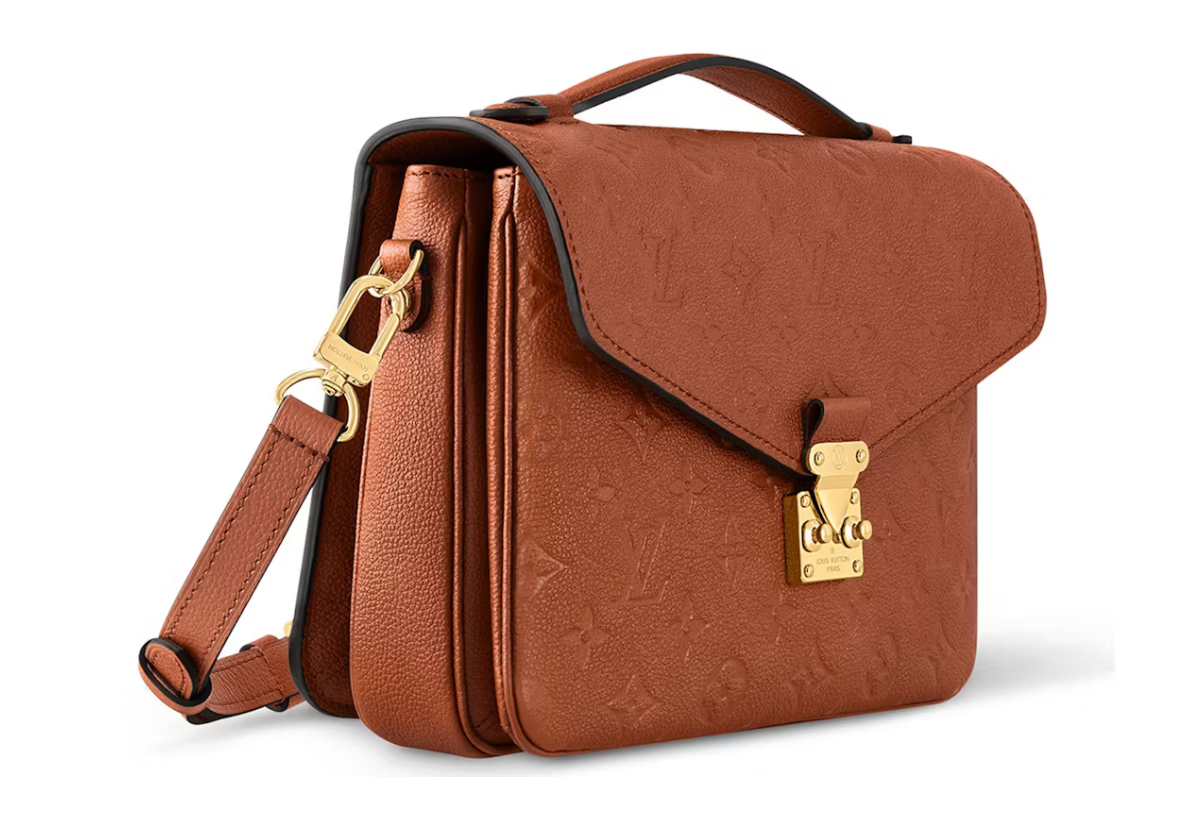 Louis Vuitton Pochette Metis Cognac profil or cuir logo icône sac à main