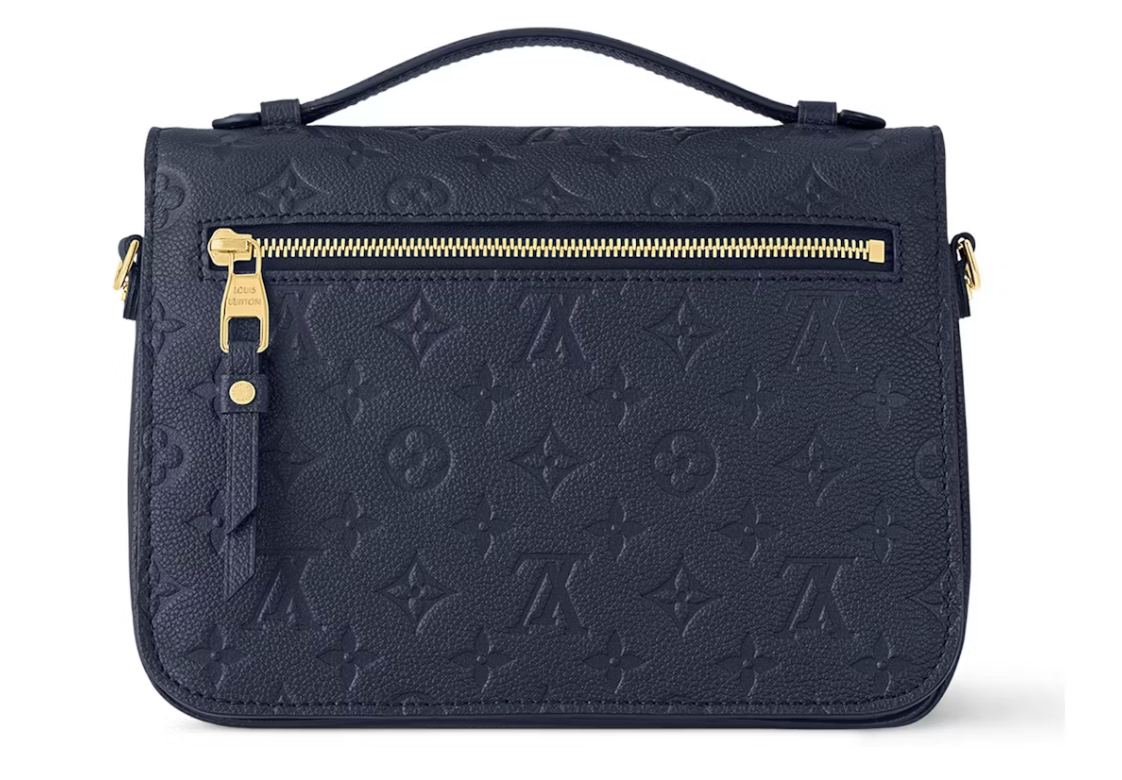 Louis Vuitton Pochette Metis Navy arrière zip or logo icône bleu