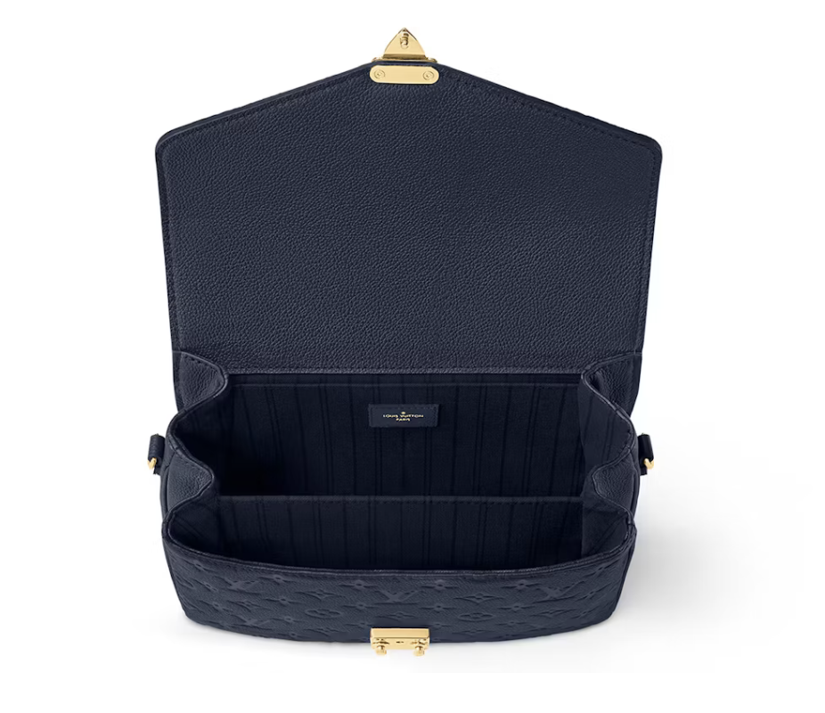 Louis Vuitton Pochette Metis Navy intérieur or bleu logo icône sac à main