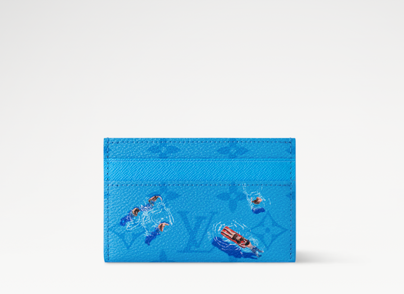 Louis Vuitton Pool Double Card Case Blue Lagoon, porte-cartes de luxe Louis Vuitton bleu Blue Lagoon avec format compact et finitions haut de gamme.