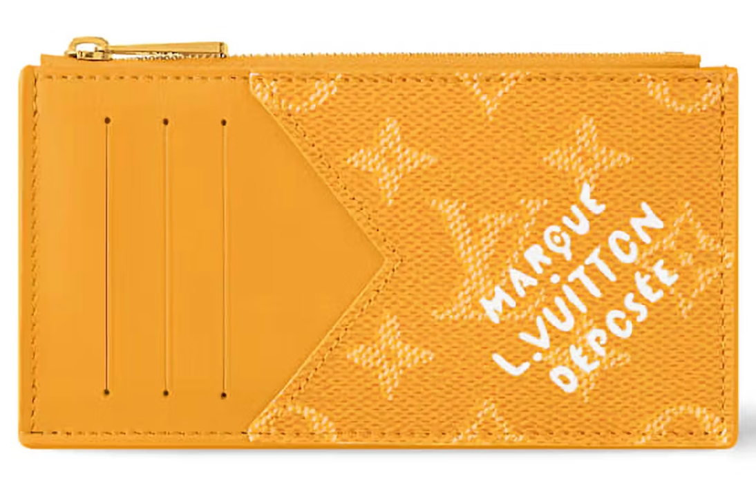 Louis Vuitton Porte-cartes Jaune marque déposée logo icône blanc