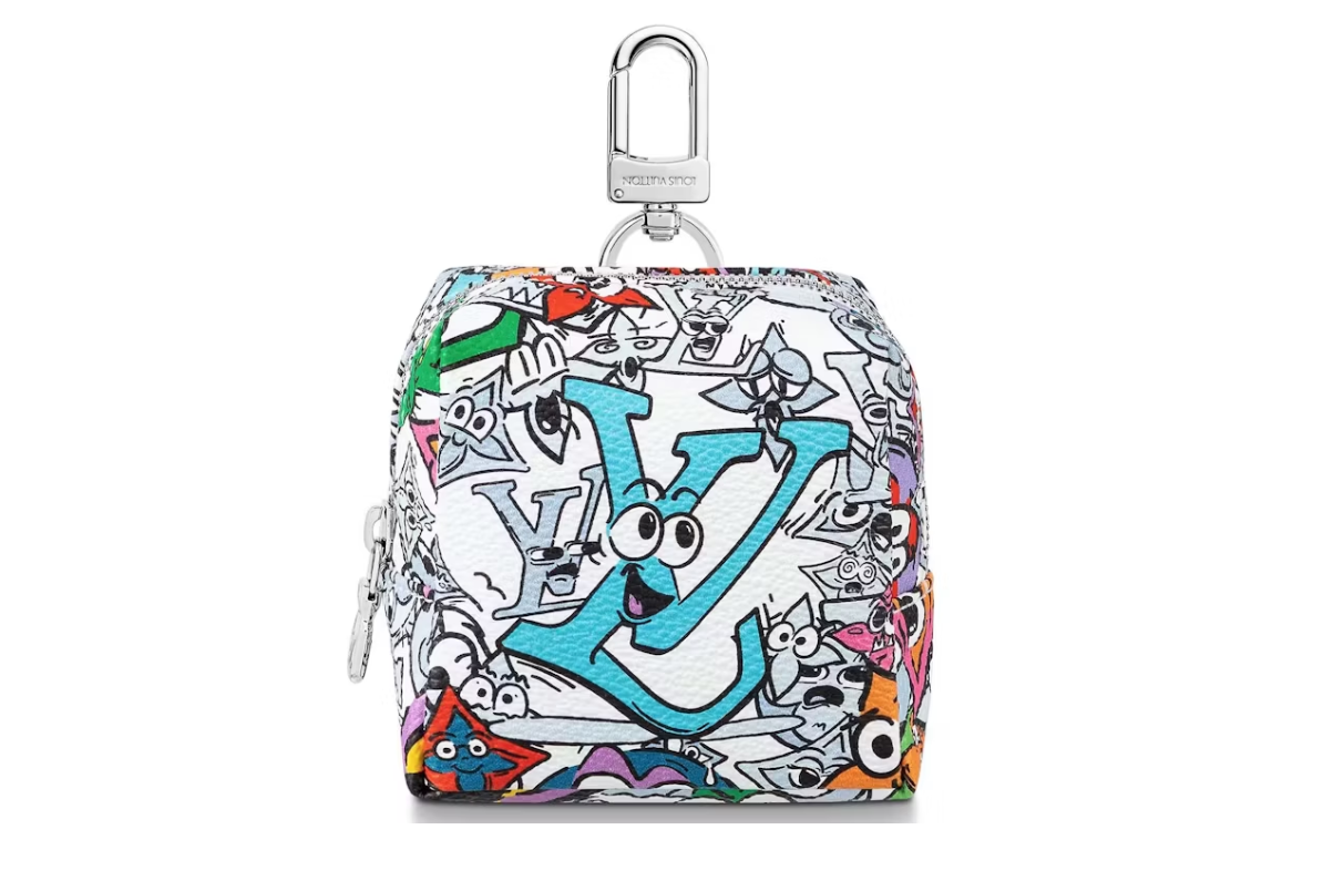 Louis Vuitton Porte-clés et breloque de sac LV Graffiti Monogram , blanc avec monogramme multicore , vue de face