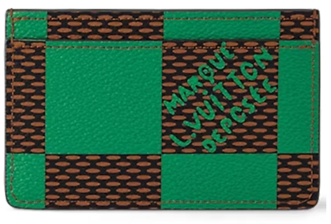 Louis Vuitton Porte Cartes Simple Damier Pop Vert damier marron marque déposée 