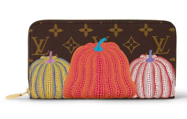 Louis Vuitton Portefeuille LV x YK Zippy imprimé citrouille légume citrouille jaune orange blanc marron icône logo 