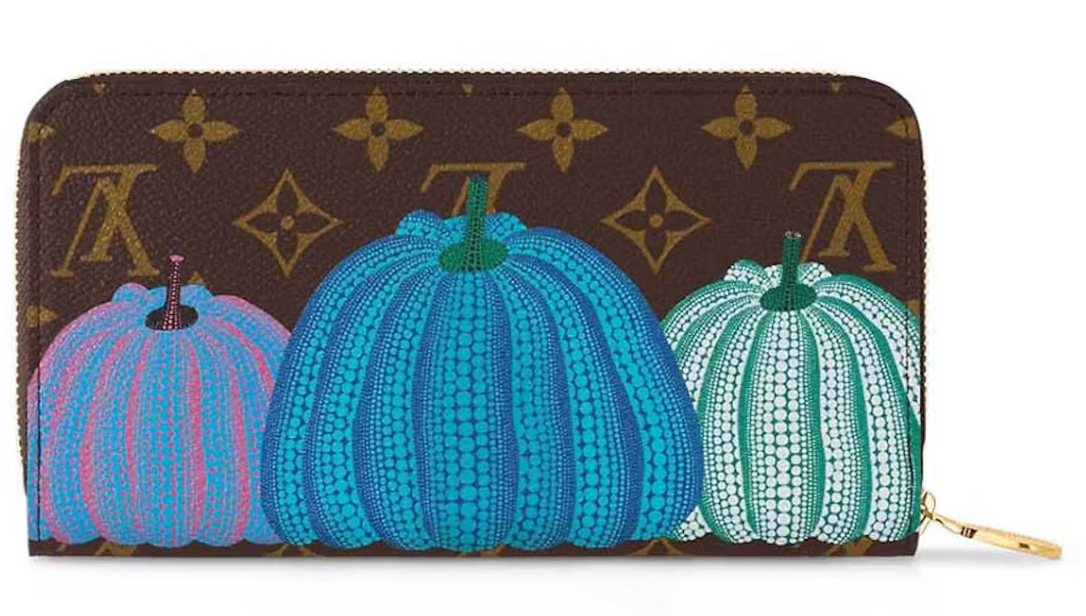 Louis Vuitton Portefeuille LV x YK Zippy imprimé citrouille légume citrouille jaune orange blanc marron icône logo 