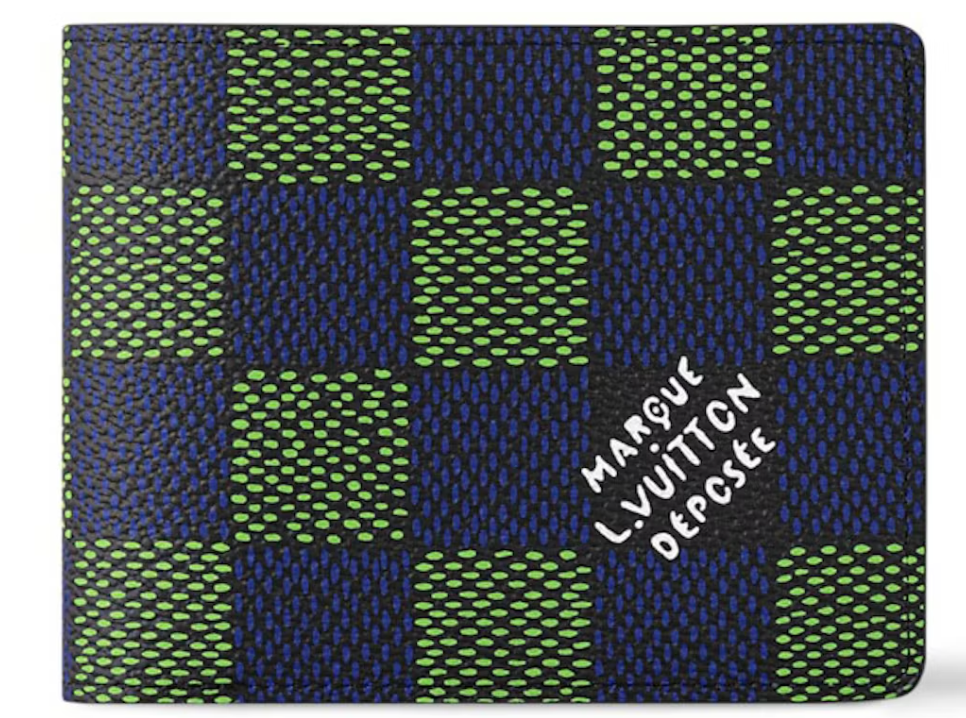 Louis Vuitton Portefeuille Multiple Damier Heritage Bleu Vert marque déposée