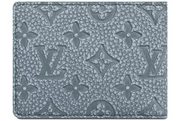 Louis Vuitton Portefeuille Multiple Granit gris pierre bleu logo icône