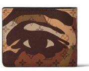 Louis Vuitton Portefeuille Multiple Marron oeil yeux marron vert beige logo visage