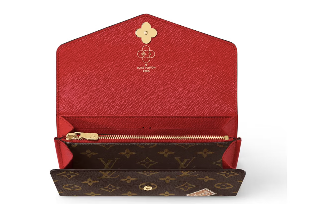 Louis Vuitton Portefeuille Sarah Monogramme/Candy Rouge , marron , monogramme marron , vue de l'intérieurs