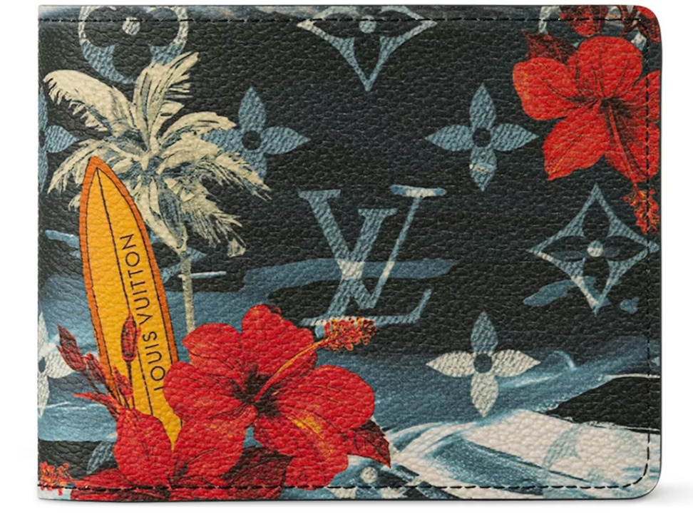 Louis Vuitton Portefeuille Slender Monogram Surfin' Bleu Marine fleurs planche mer palmier 