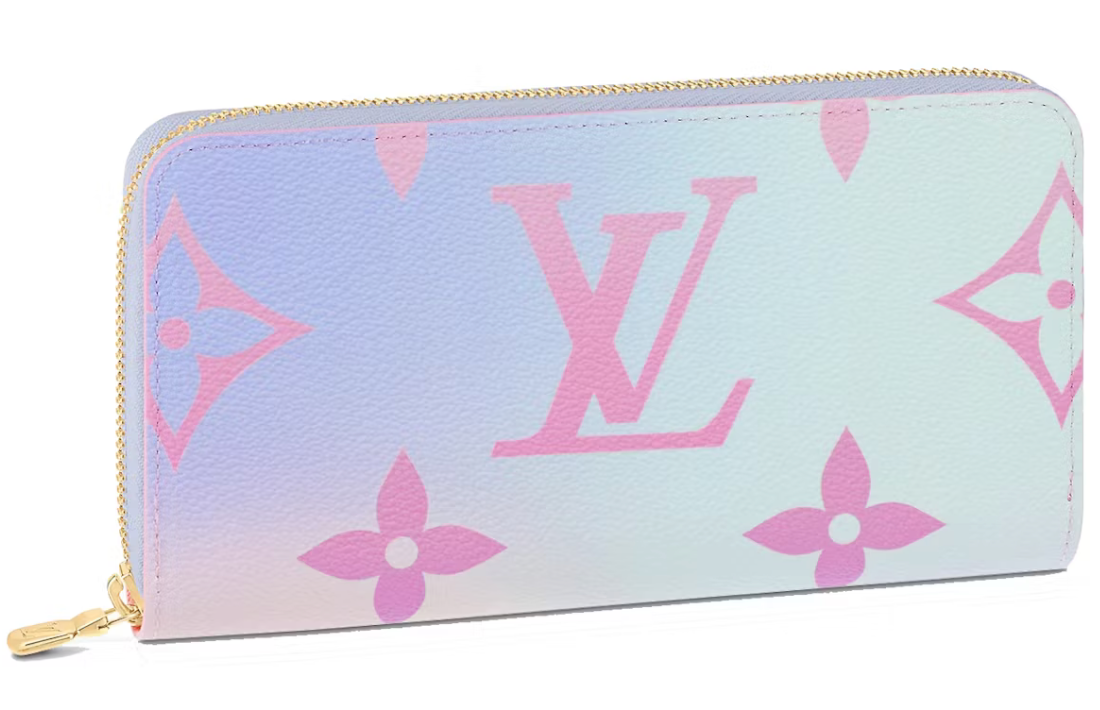 Louis Vuitton Portefeuille Zippy Sunrise Pastel bleu rose dégradé violet pastel