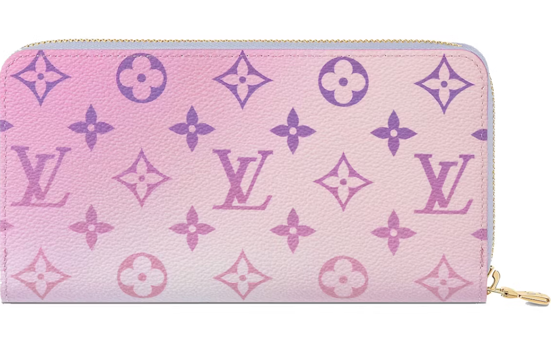 Louis Vuitton Portefeuille Zippy Sunrise Pastel bleu rose dégradé violet pastel