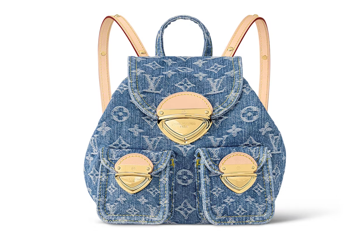 Louis Vuitton Sac à dos Venice Monogram Bleu denim , bleu , jean , pictogramme blanc , vue de face