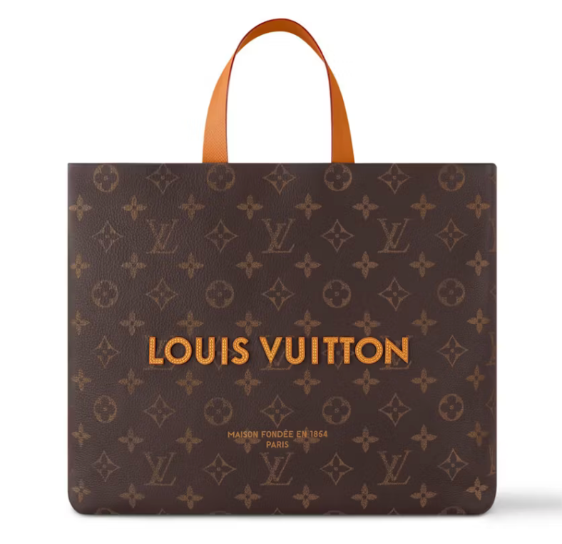 Louis Vuitton Shopper Tote orange cuir icône logo 