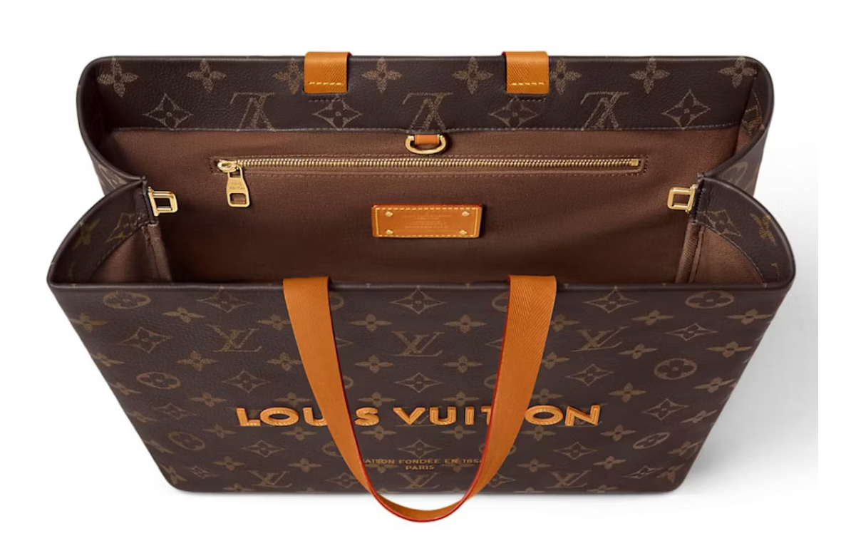 Louis Vuitton Shopper Tote intérieur cuir orange logo icône