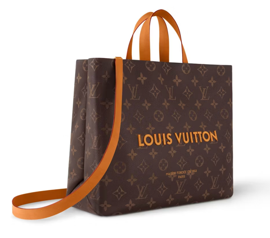 Louis Vuitton Shopper Tote orange cuir logo icône