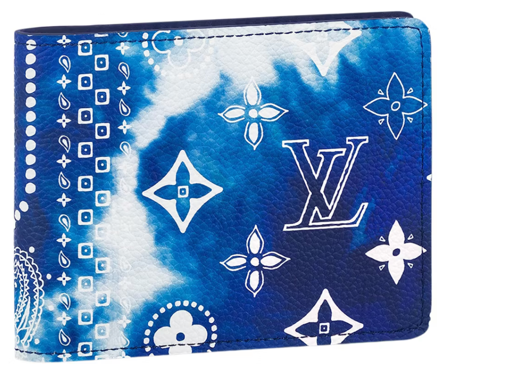 Louis Vuitton Slender Wallet Bandana (8 Card Slot) Monogram Bleached Blue logo icône bandana
