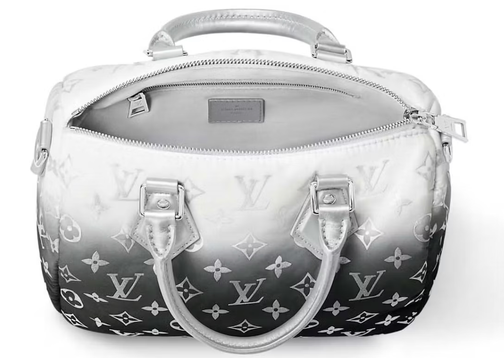 Louis Vuitton Speedy Bandouliere 25 Frost Gardiant Silver dégradé argent noiir logo icône fleur