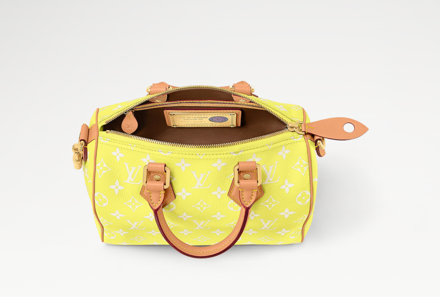 Louis Vuitton Speedy P9 Bandoulière 25 Lemonade Yellow, sac de luxe Louis Vuitton jaune au format 25 avec bandoulière amovible et finitions haut de gamme.