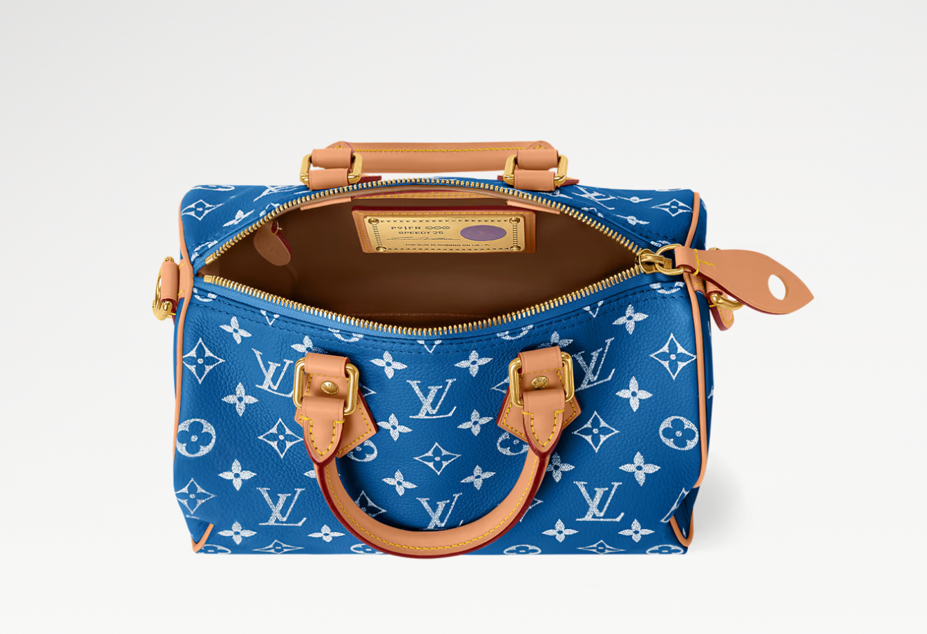 Louis Vuitton Speedy P9 Bandoulière 25 Monogram Leather Blue, sac Louis Vuitton bleu en cuir Monogram souple avec poignées Toron et bandoulière ajustable.