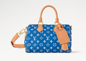 Louis Vuitton Speedy P9 Bandoulière 25 Monogram Leather Blue, sac Louis Vuitton bleu en cuir Monogram souple avec poignées Toron et bandoulière ajustable.