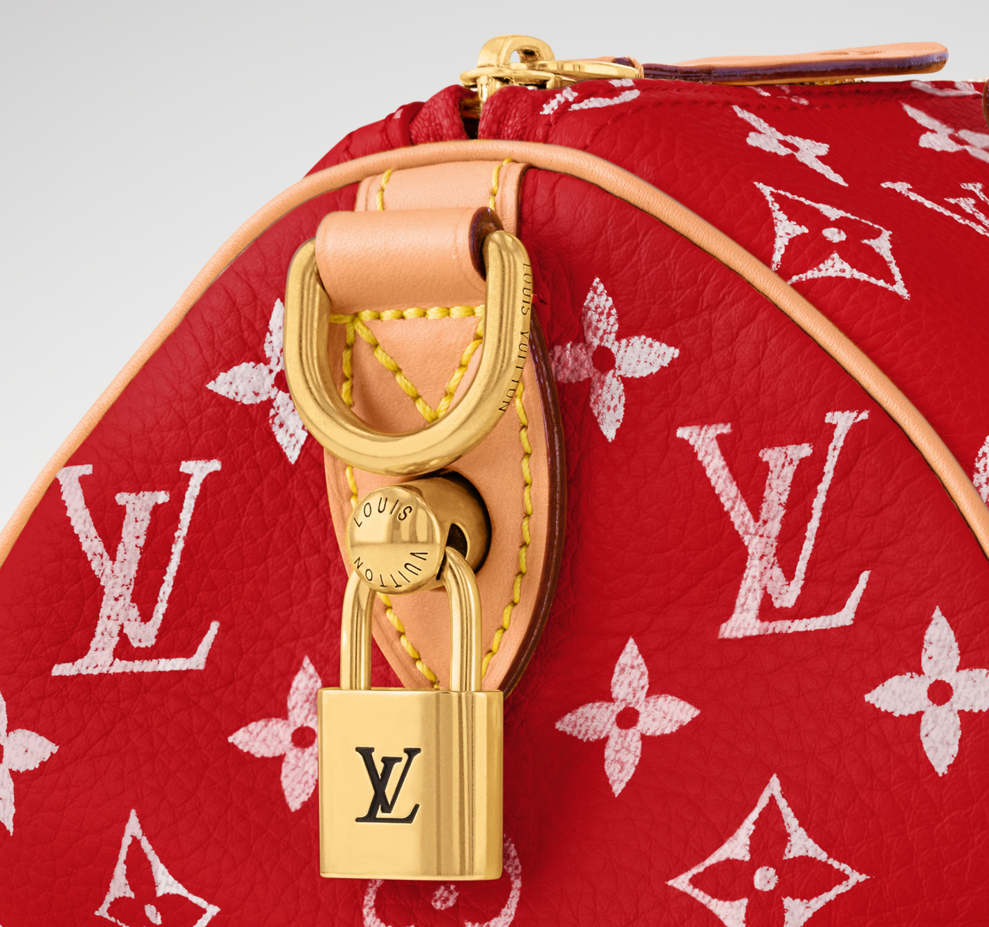 Louis Vuitton Speedy P9 Bandoulière 25 Monogram Leather Red, sac Louis Vuitton rouge en cuir Monogram embossé avec poignées Toron et bandoulière ajustable.