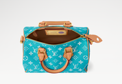 Louis Vuitton Speedy P9 Bandoulière 25 Turquoise, sac de luxe Louis Vuitton format 25 coloris turquoise avec bandoulière amovible et finitions haut de gamme.