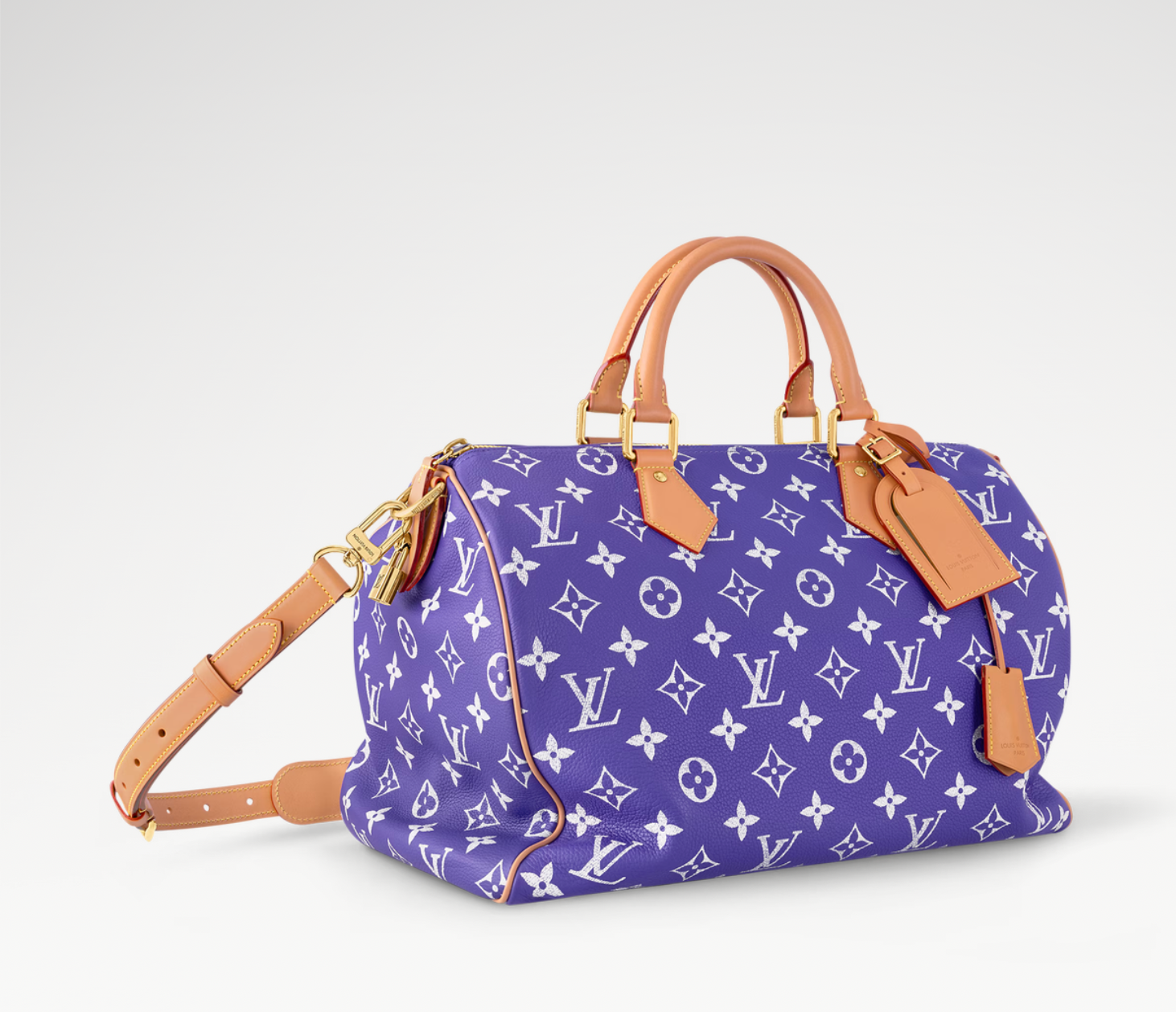 Louis Vuitton Speedy P9 Bandoulière 40 Améthyste, sac de luxe Louis Vuitton violet avec grand format, bandoulière amovible et finitions haut de gamme.