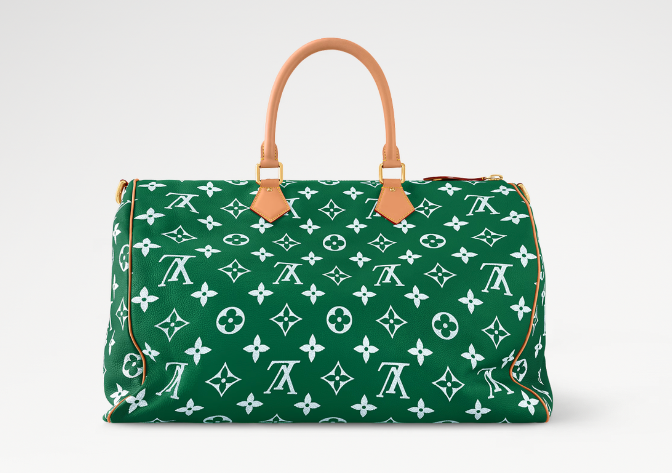 Louis Vuitton Speedy P9 Bandoulière 50 Monogram Leather Green, grand sac de voyage Louis Vuitton en cuir Monogram vert embossé avec poignées Toron et bandoulière ajustable.