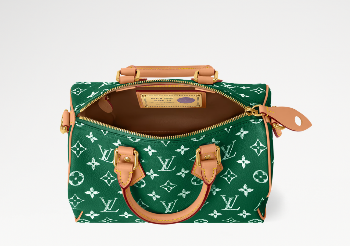 Louis Vuitton Speedy P9 Bandoulière 50 Monogram Leather Green, grand sac de voyage Louis Vuitton en cuir Monogram vert embossé avec poignées Toron et bandoulière ajustable.