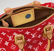 Louis Vuitton Speedy P9 Bandoulière 50 Monogram Leather Red, grand sac de voyage Louis Vuitton rouge en cuir Monogram avec poignées Toron et bandoulière.