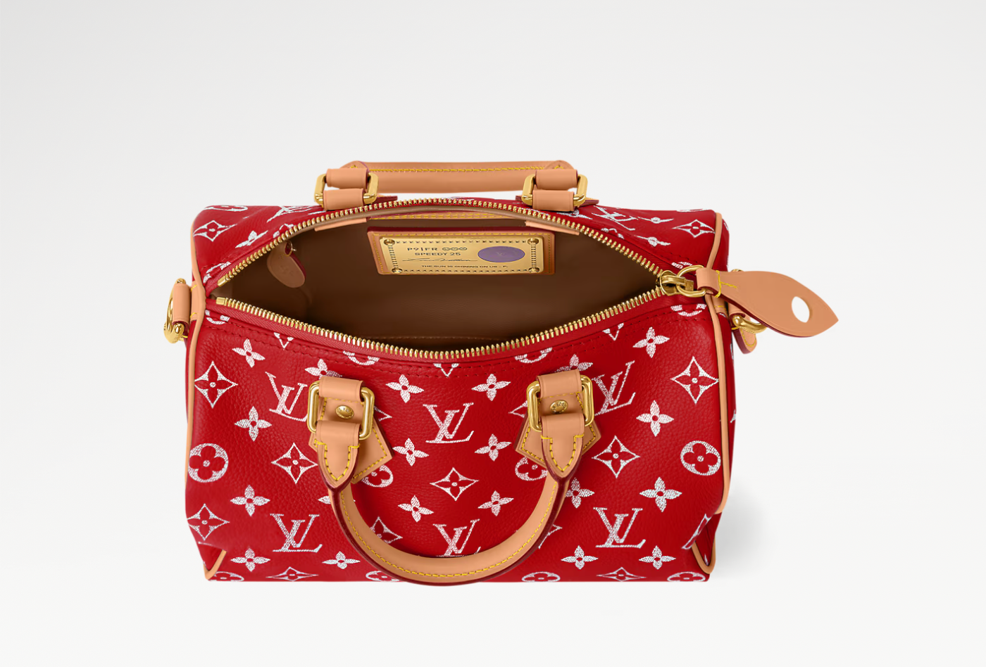 Louis Vuitton Speedy P9 Bandoulière 50 Monogram Leather Red, grand sac de voyage Louis Vuitton rouge en cuir Monogram avec poignées Toron et bandoulière.