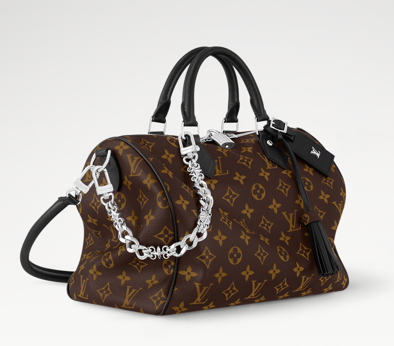 Louis Vuitton Speedy Soft 30 Dark, sac de luxe Louis Vuitton à silhouette souple avec coloris Dark, bandoulière amovible et finitions premium.