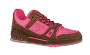 sneakers Louis Vuitton LV Trainer Pink Brown en cuir premium avec détails Monogram embossés et semelle sculptée
