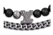 Louis Vuitton Vuitton Chain Belt, argenté, noire, vue sur le logo Louis Vuitton