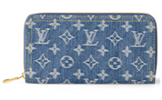 Louis Vuitton Zippy Portefeuille Monogram Bleu Denim jean délavé bleu logo icône