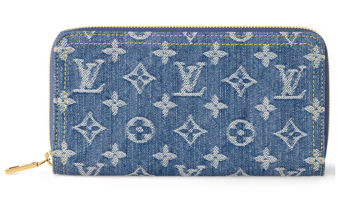 Louis Vuitton Zippy Portefeuille Monogram Bleu Denim jean délavé bleu logo icône