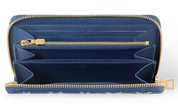 Louis Vuitton Zippy Portefeuille Monogram Bleu Denim jean délavé bleu logo icône zip or