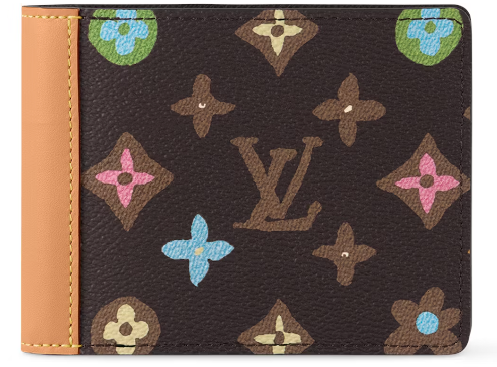Louis Vuitton par Tyler, The Creator Portefeuille multiple Chocolat Monogram Escarpé logo marron lv bleu vert rose