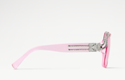 Louis Vuitton x Nigo 1.0 Millionaires Sunglasses Pink, lunettes de soleil roses Louis Vuitton issues de la collaboration avec Nigo, avec monture épaisse et géométrique.
