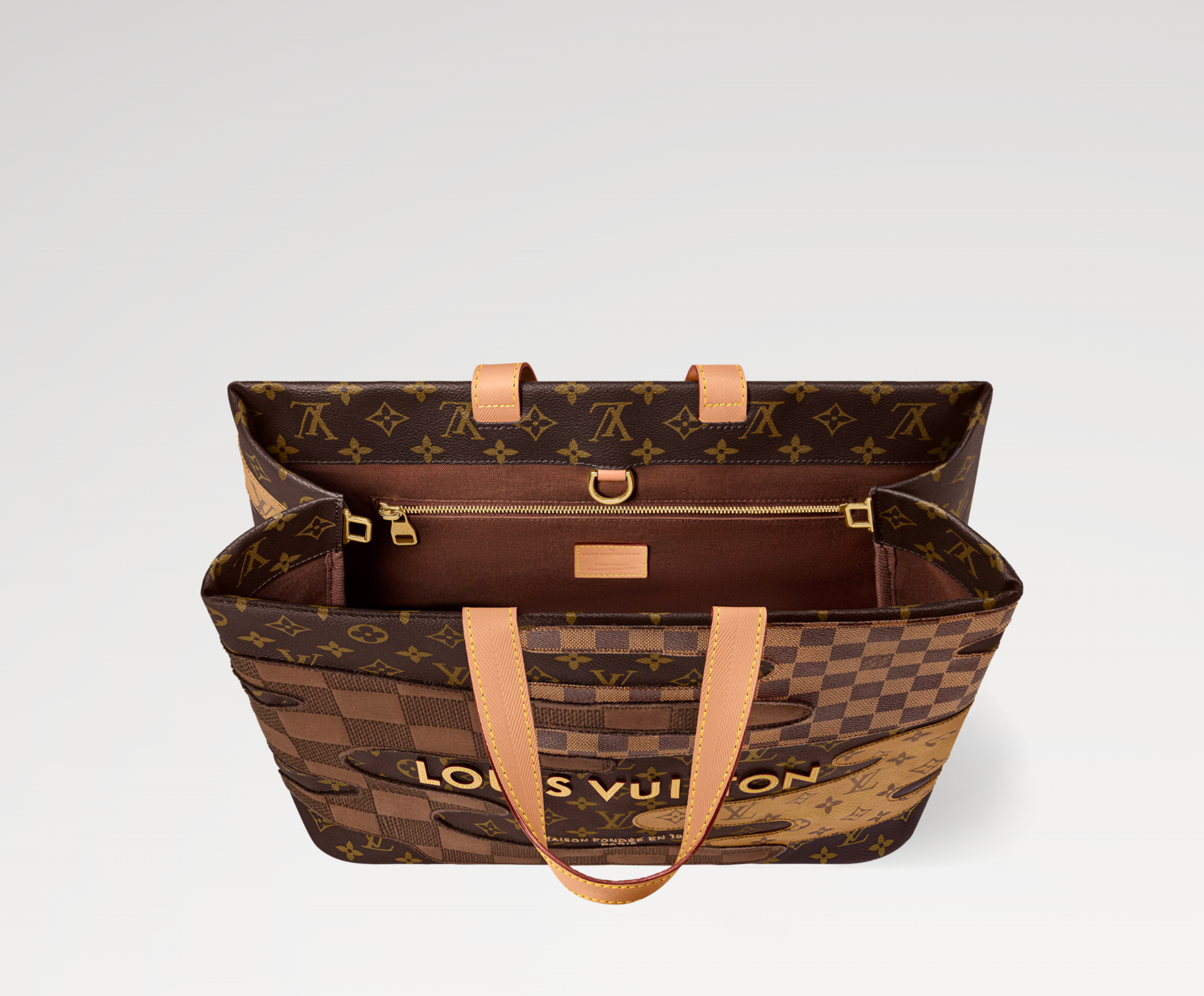 Louis Vuitton x Nigo Shopper Tote MM Brown, sac tote marron Louis Vuitton issu de la collaboration avec Nigo, au format MM et design streetwear premium.