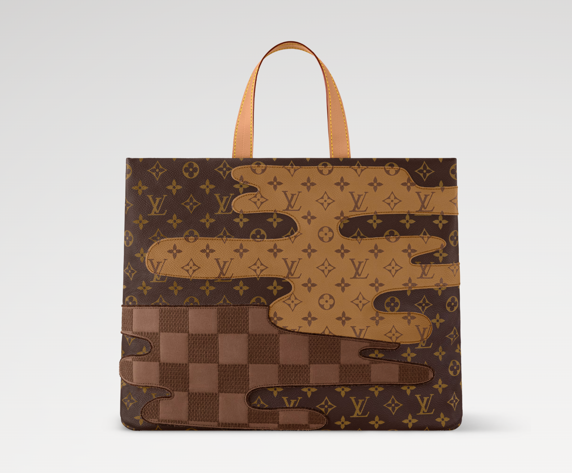 Louis Vuitton x Nigo Shopper Tote MM Brown, sac tote marron Louis Vuitton issu de la collaboration avec Nigo, au format MM et design streetwear premium.
