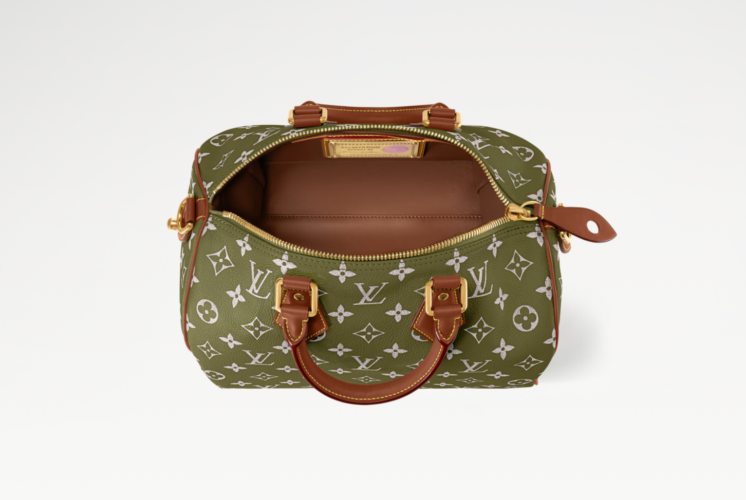 Louis Vuitton x Nigo Speedy P9 Bandoulière 30 Green Sencha, sac Louis Vuitton en cuir Monogram vert embossé avec poignées Toron, bandoulière ajustable et collaboration Nigo.