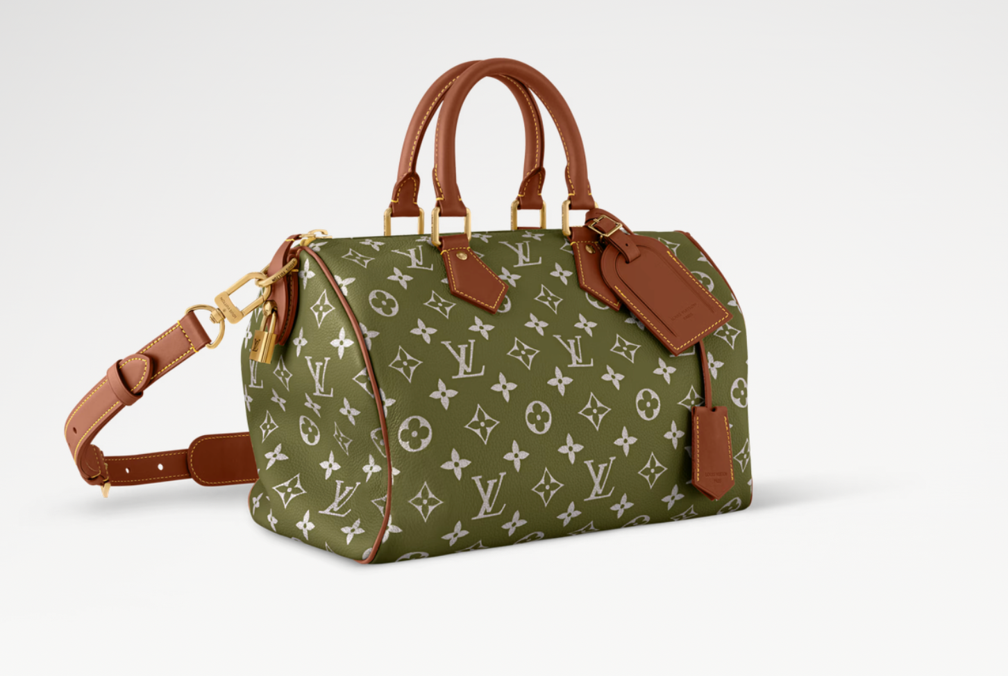Louis Vuitton x Nigo Speedy P9 Bandoulière 30 Green Sencha, sac Louis Vuitton en cuir Monogram vert embossé avec poignées Toron, bandoulière ajustable et collaboration Nigo.