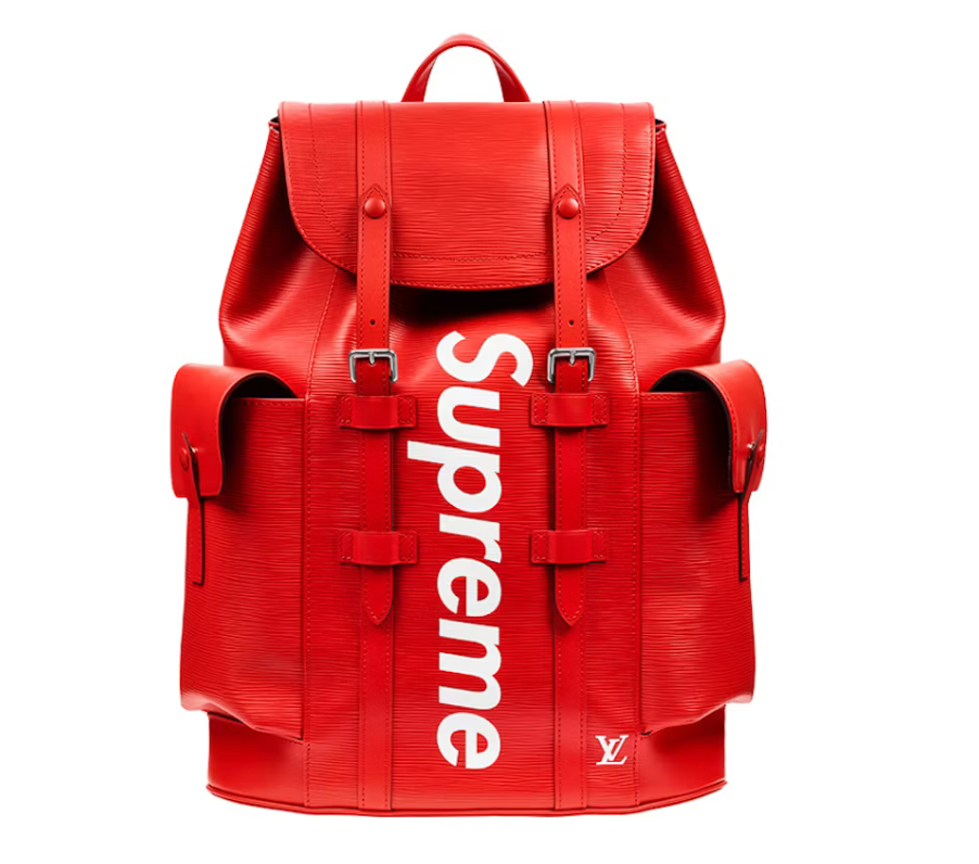 Louis Vuitton x Supreme Christopher Backpack Epi PM Red rouge logo texte blanc 