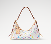 Louis Vuitton x Takashi Murakami CarryAll East West Multicolor White en toile Monogram Multicolore sur fond blanc avec longues poignées en cuir, pochette intérieure amovible et finitions métalliques dorées.