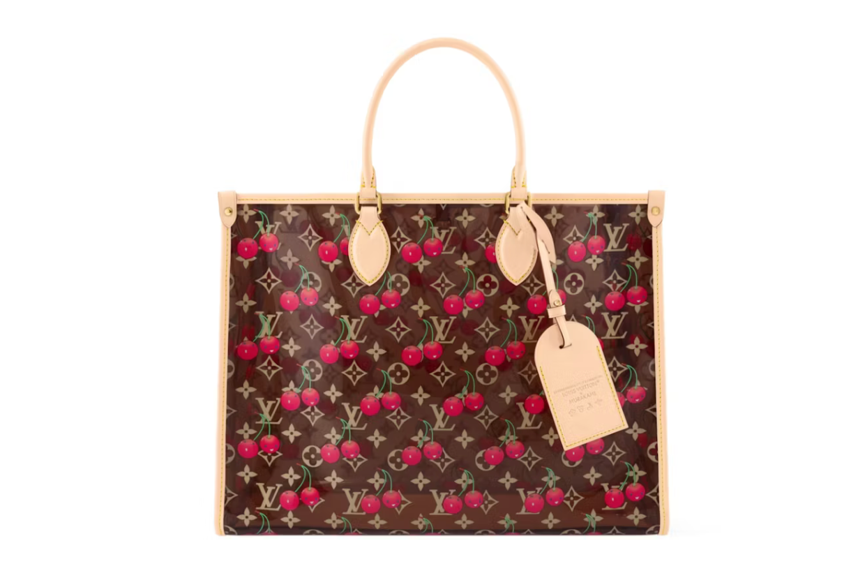 Louis Vuitton x Takashi Murakami Cherry OnTheGo, bordeaux, détaille rouge, vue de face