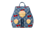 Louis Vuitton x Takashi Murakami Cherry Venice , sac en jean , avec des détaille rouge et dorée